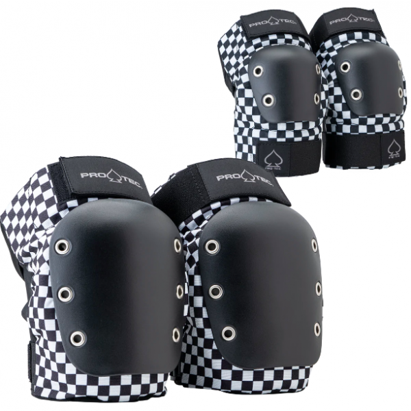 Pro-tec Pads Street Knee-Elbow pad open back checker rodilleras skateboard