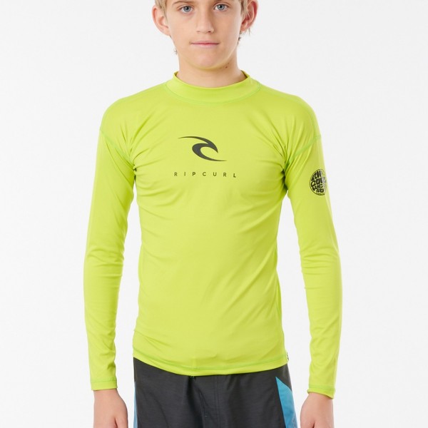 Rip Curl Corps ls rash vest boy lime 2023 licra de niño