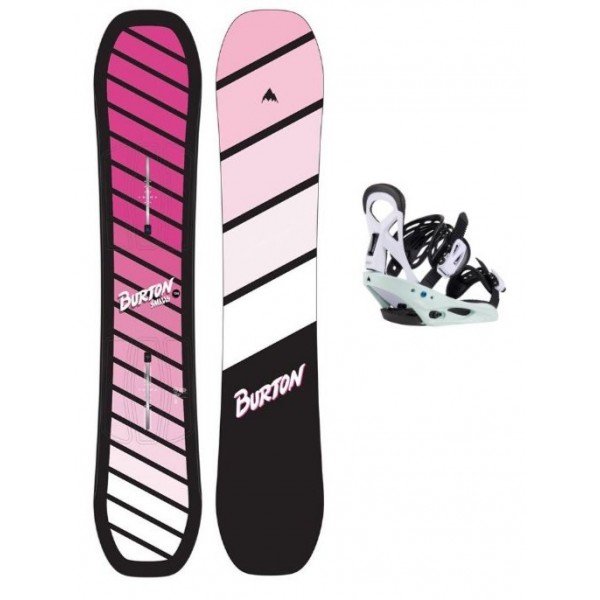 Burton Smalls Pink + Burton Smalls neo mint/white Pack de snowboard de niño