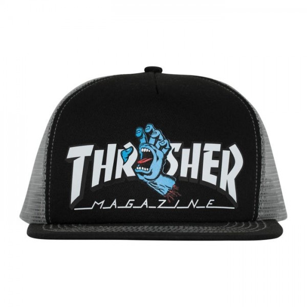 Santa Cruz Thrasher Screaming Logo Mesh black gray gorra