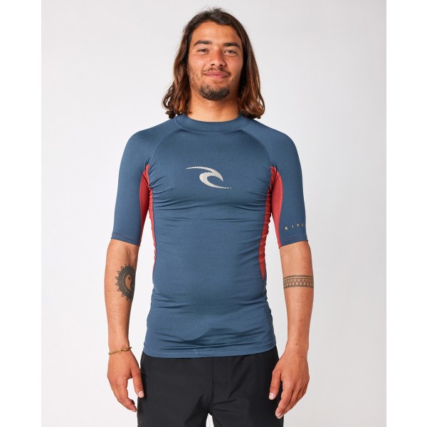 Rip Curl Waves navy marle licra manga corta