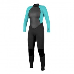 O'Neill Reactor II 3/2mm Back zip black/aqua traje de neopreno de mujer