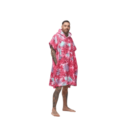 After Essentials Big Leaves pink poncho