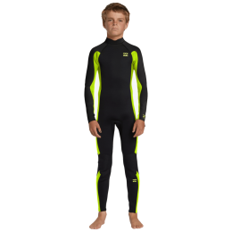 Billabong Foil 4/3mm back zip GBS fluoro lime traje de neopreno de niño