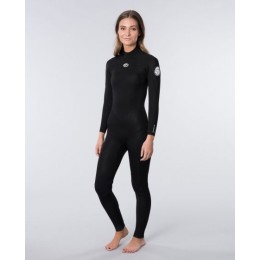 Rip Curl Freelite 4/3 GB Steamer back zip Black Traje de neopreno de mujer