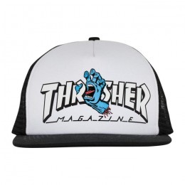 Santa Cruz Thrasher Screaming Logo Mesh white black gorra