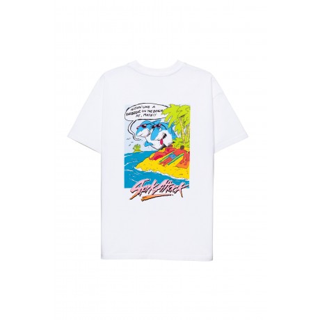 Shark Attack Barbeque white camiseta