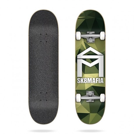 Sk8mafia House Logo camo green 787" skateboard completo